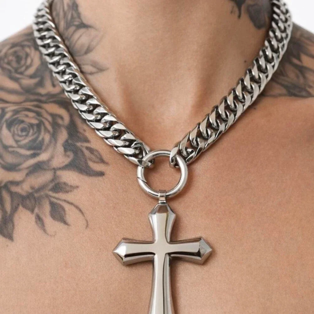 Icy Cuban Link Cross Necklace Da 86